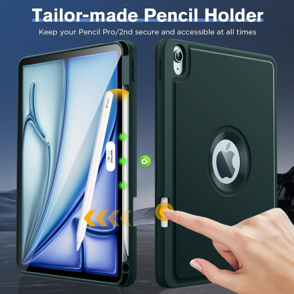 MoKo Apple iPad Air M2 Smart Cover Klf (11 in)-Midnight Green 