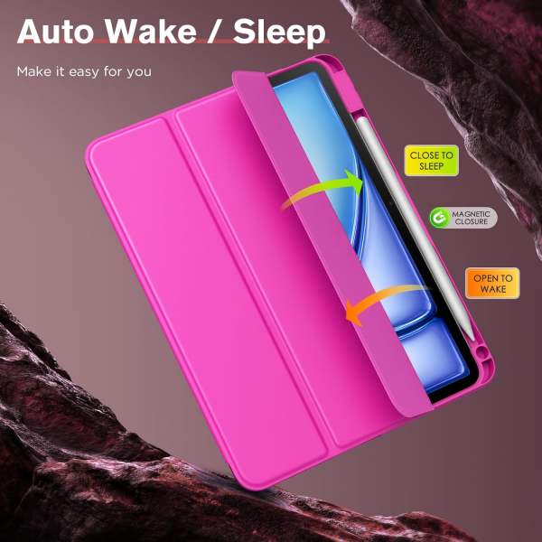 MoKo Apple iPad Air M2 Smart Cover Klf (11 in)-Pitaya Red 
