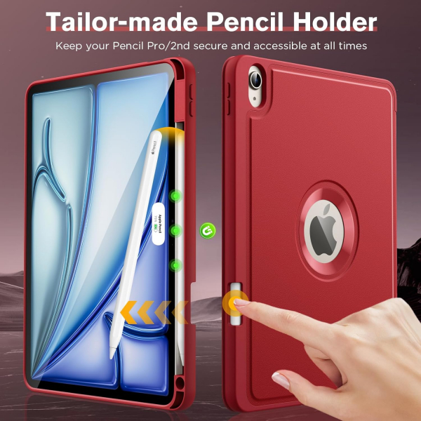 MoKo Apple iPad Air M2 Smart Cover Klf (11 in)-Red