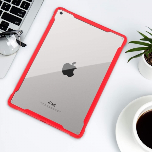 MoKo iPad Şeffaf Kılıf (10.2 inç)(7.Nesil)-Red