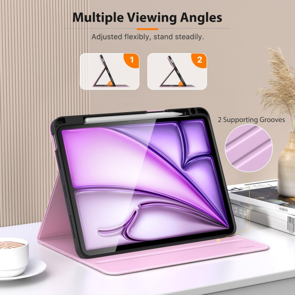 MoKo Deri Folyo iPad Air 6.Nesil Klf (11 in)-Pink