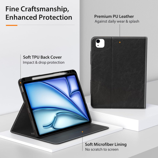 MoKo Deri Folyo iPad Air 6.Nesil Klf (11 in)-Black