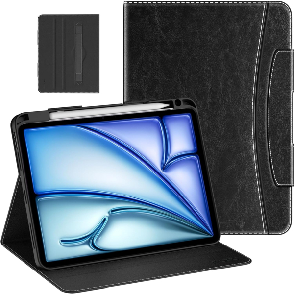 MoKo Deri Folyo iPad Air 6.Nesil Klf (11 in)-Black