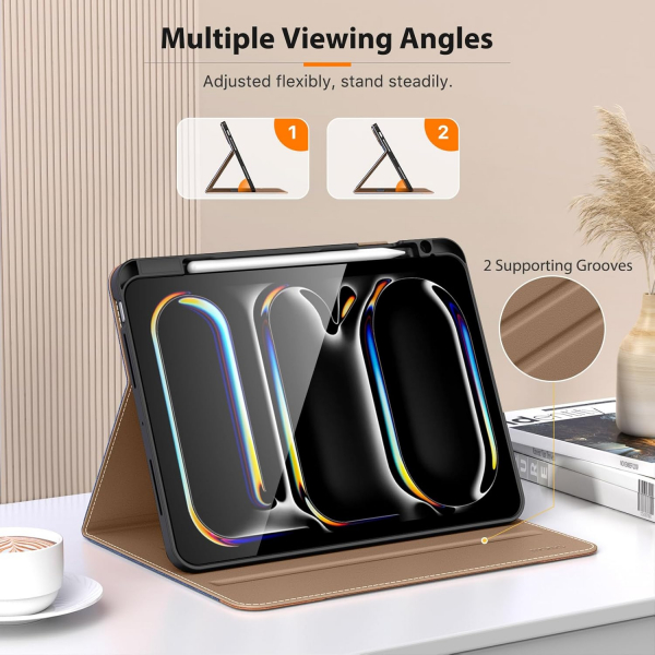 MoKo Deri Folyo iPad Pro M4 Klf (11 in)-Denim Blue Brown