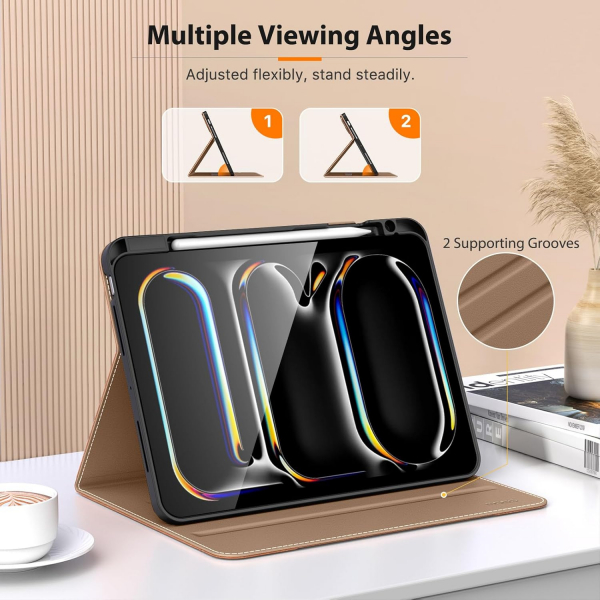 MoKo Deri Folyo iPad Pro M4 Klf (11 in)-Brown