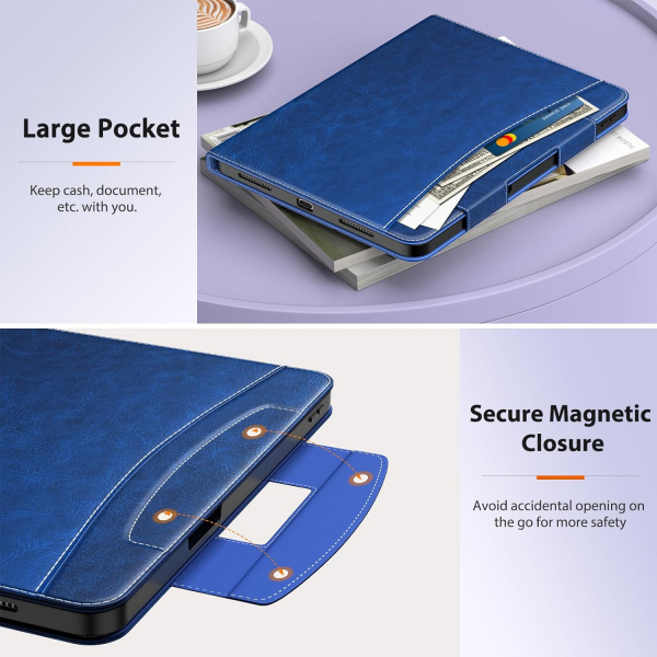 MoKo Deri Folyo iPad Air 6.Nesil Klf (11 in)-Dark Blue
