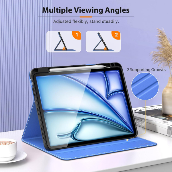 MoKo Deri Folyo iPad Air 6.Nesil Klf (11 in)-Dark Blue