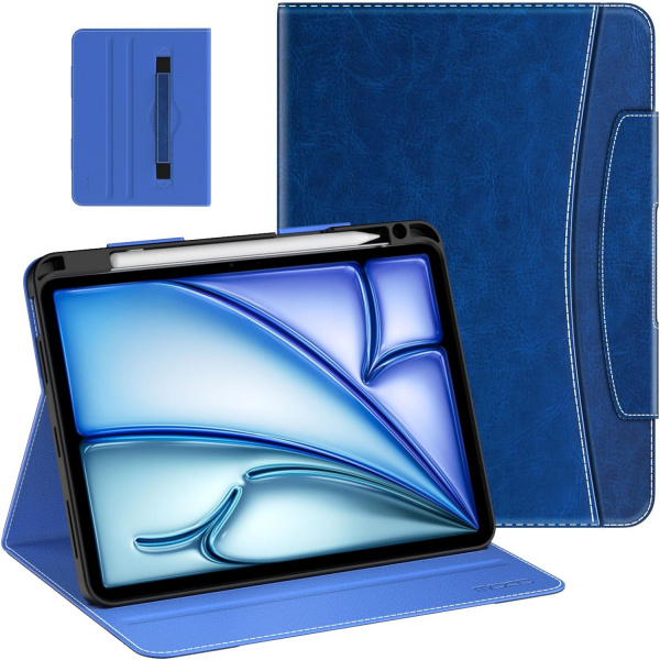 MoKo Deri Folyo iPad Air 6.Nesil Klf (11 in)-Dark Blue