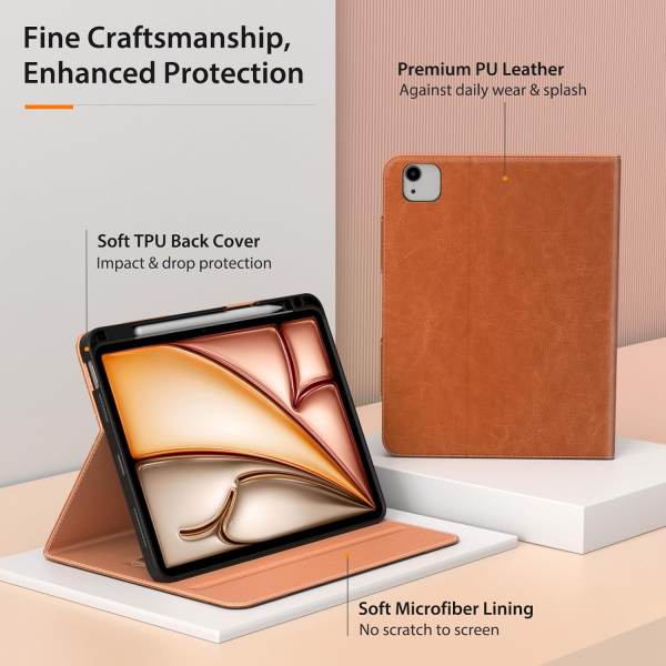 MoKo Deri Folyo iPad Air 6.Nesil Klf (11 in)-Brown