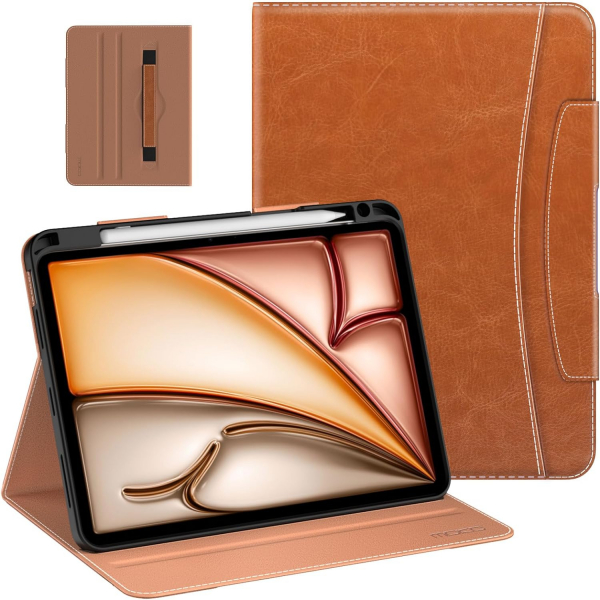 MoKo Deri Folyo iPad Air 6.Nesil Klf (11 in)-Brown