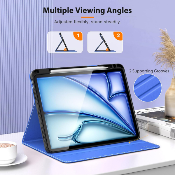 MoKo Deri Folyo iPad Air 6.Nesil Klf (11 in)-Brilliant Blue
