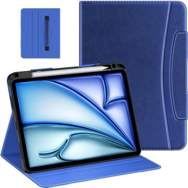 MoKo Deri Folyo iPad Air 6.Nesil Klf (11 in)-Brilliant Blue