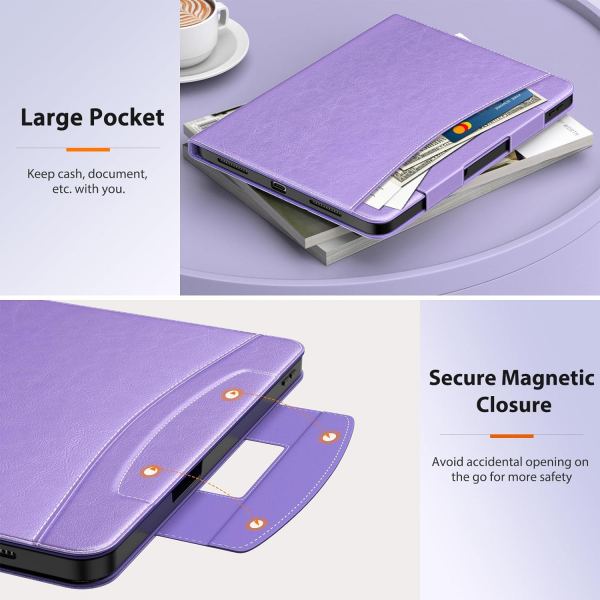 MoKo Deri Folyo iPad Air 6.Nesil Klf (11 in)-Light Purple