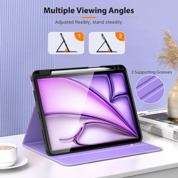 MoKo Deri Folyo iPad Air 6.Nesil Klf (11 in)-Light Purple