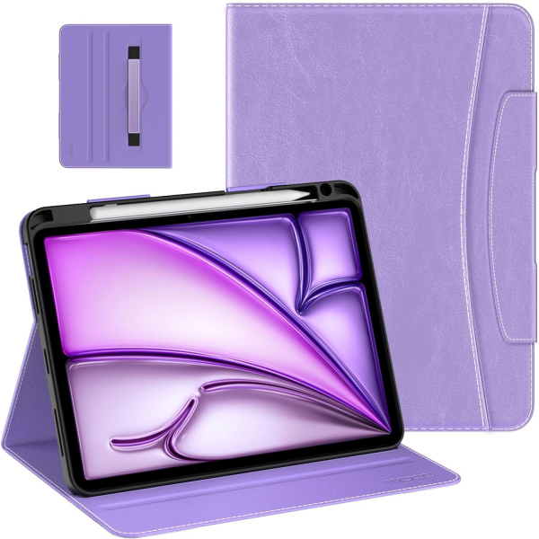 MoKo Deri Folyo iPad Air 6.Nesil Klf (11 in)-Light Purple