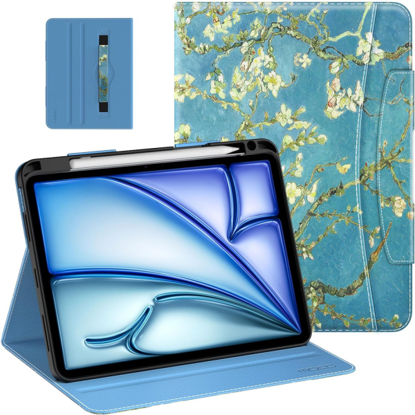 MoKo Deri Folyo iPad Air 6.Nesil Klf (11 in)-Apricot Blossom