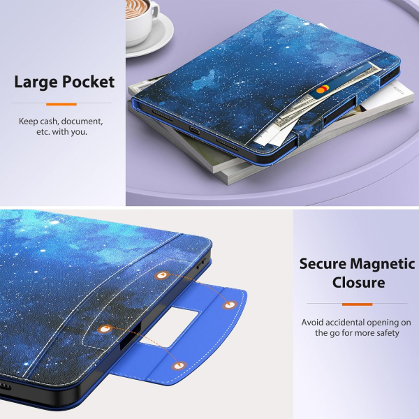 MoKo Deri Folyo iPad Air 6.Nesil Klf (11 in)-Blue Starry Sky