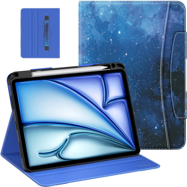 MoKo Deri Folyo iPad Air 6.Nesil Klf (11 in)-Blue Starry Sky
