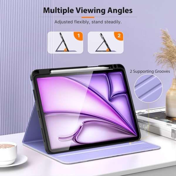 MoKo Deri Folyo iPad Air 6.Nesil Klf (11 in)-Purple Marble 