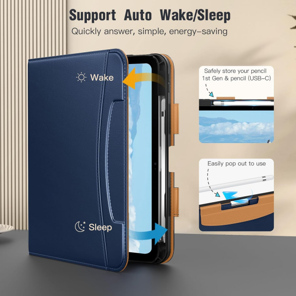 MoKo Apple iPad A16 Deri Folyo Klf (11 in)-Dark Blue