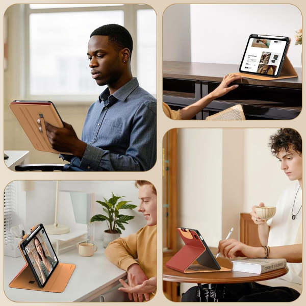 MoKo Apple iPad A16 Deri Folyo Klf (11 in)-Brown