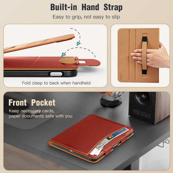 MoKo Apple iPad A16 Deri Folyo Klf (11 in)-Brown