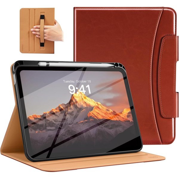 MoKo Apple iPad A16 Deri Folyo Klf (11 in)-Brown