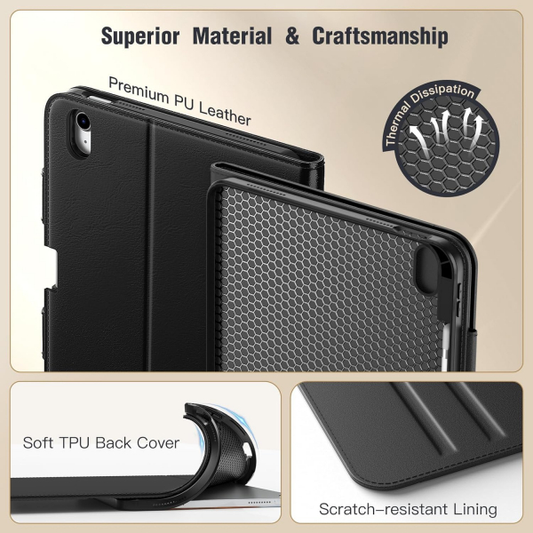 MoKo Apple iPad A16 Deri Folyo Klf (11 in)-Black