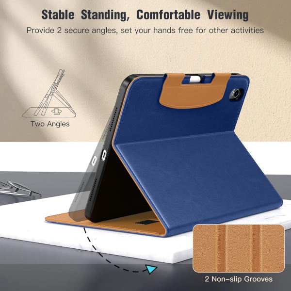 MoKo Apple iPad A16 Deri Folyo Klf (11 in)-Navy Blue