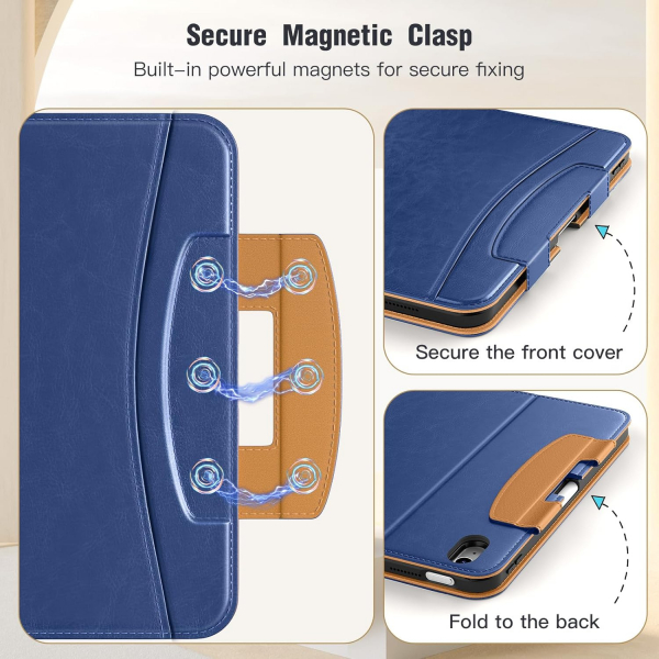MoKo Apple iPad A16 Deri Folyo Klf (11 in)-Navy Blue