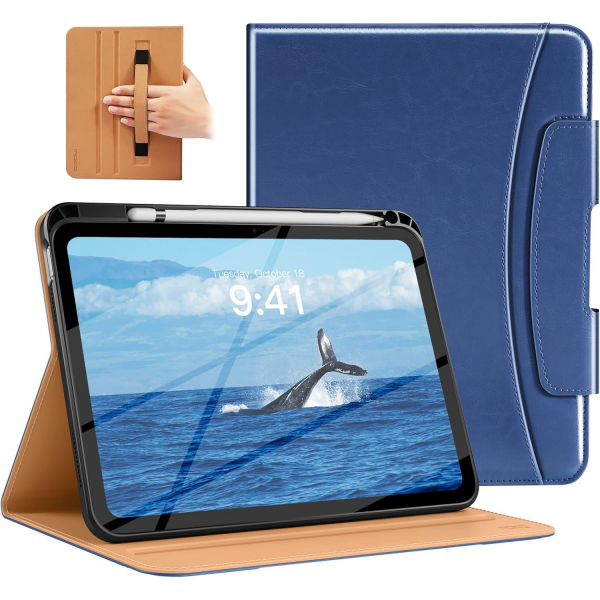 MoKo Apple iPad A16 Deri Folyo Klf (11 in)-Navy Blue