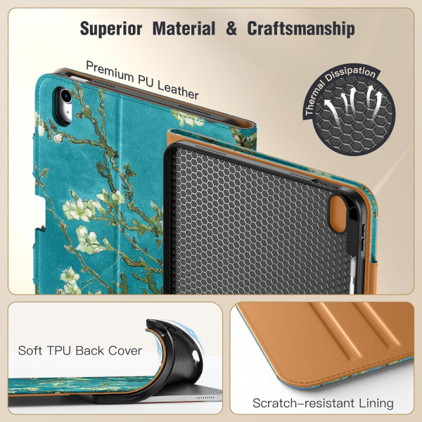 MoKo Apple iPad A16 Deri Folyo Klf (11 in)-Apricot Blossom