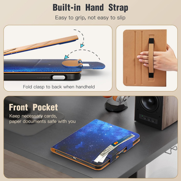 MoKo Apple iPad A16 Deri Folyo Klf (11 in)-Blue Starry Sky