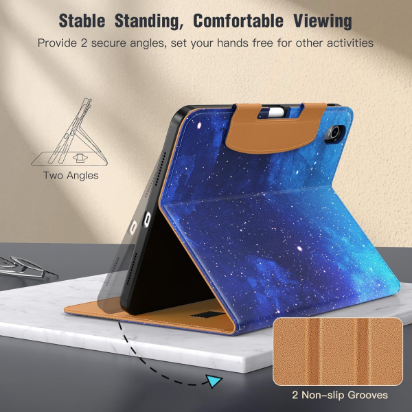 MoKo Apple iPad A16 Deri Folyo Klf (11 in)-Blue Starry Sky