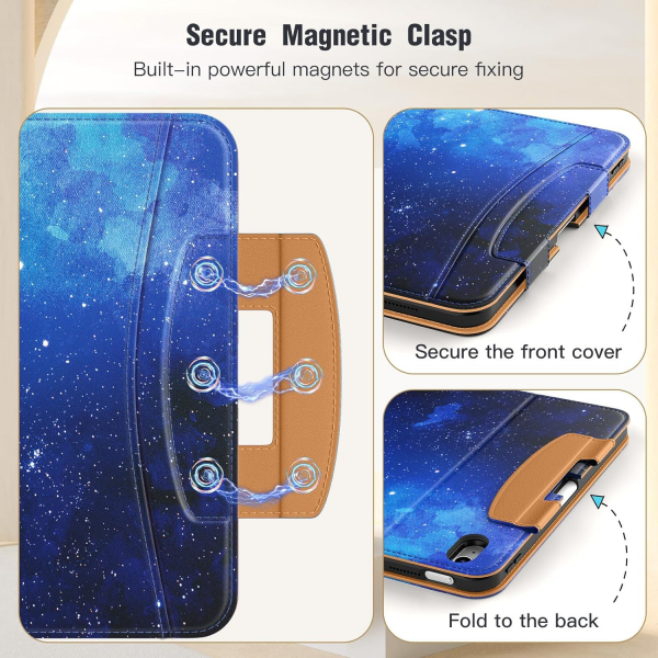 MoKo Apple iPad A16 Deri Folyo Klf (11 in)-Blue Starry Sky