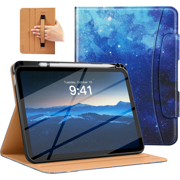 MoKo Apple iPad A16 Deri Folyo Klf (11 in)-Blue Starry Sky