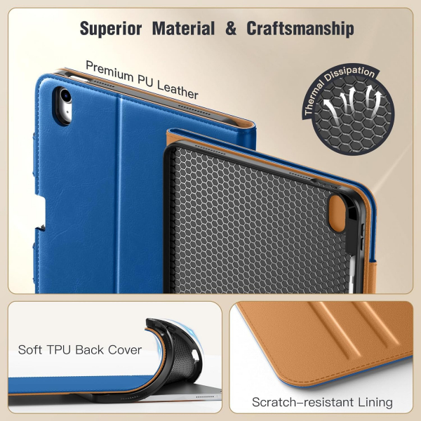 MoKo Apple iPad A16 Deri Folyo Klf (11 in)-Abyss Blue