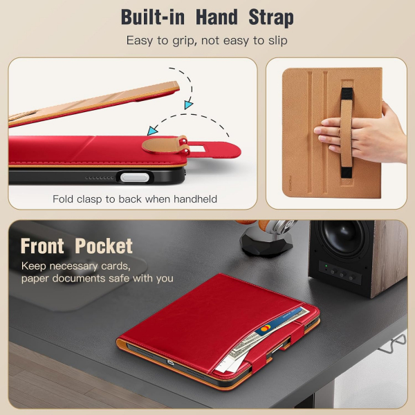 MoKo Apple iPad A16 Deri Folyo Klf (11 in)-Red