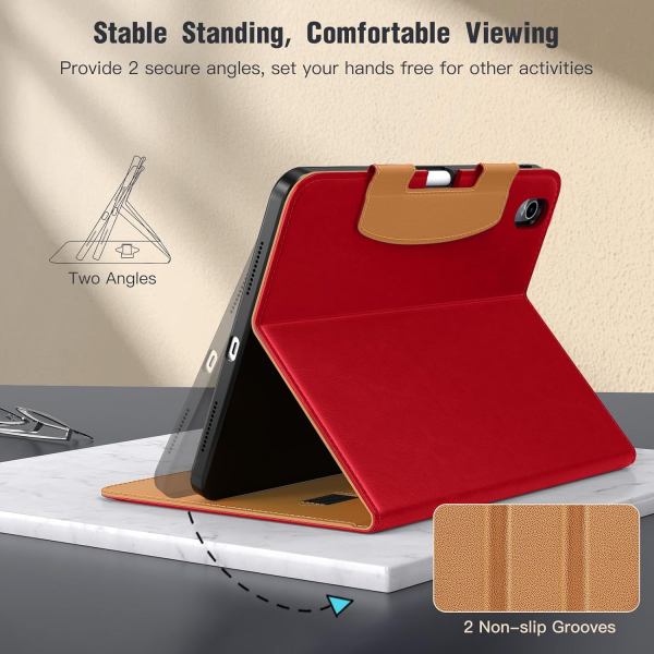 MoKo Apple iPad A16 Deri Folyo Klf (11 in)-Red