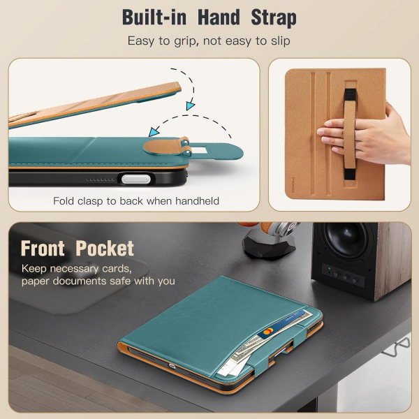 MoKo Apple iPad A16 Deri Folyo Klf (11 in)-Turquoise