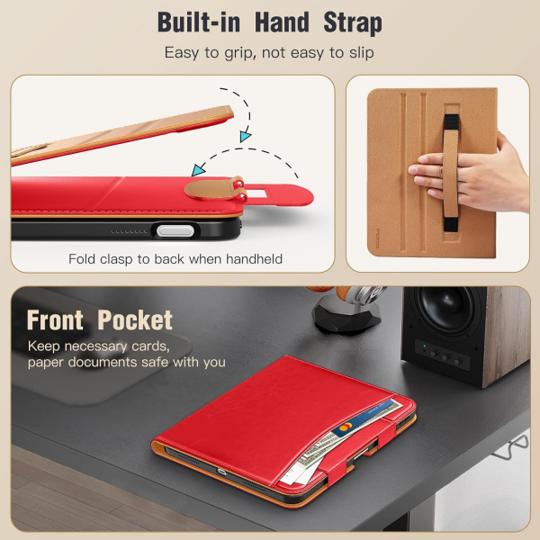 MoKo Apple iPad A16 Deri Folyo Klf (11 in)-Water Red