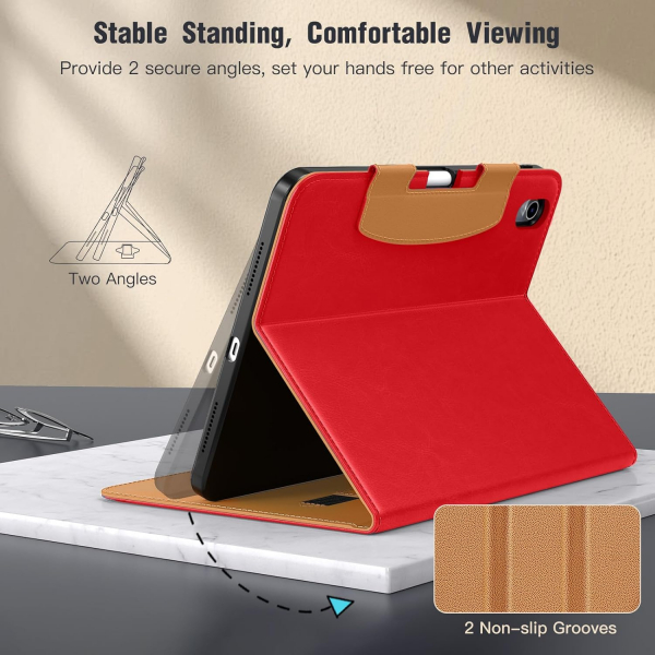 MoKo Apple iPad A16 Deri Folyo Klf (11 in)-Water Red
