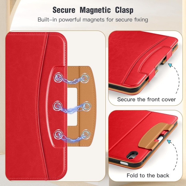 MoKo Apple iPad A16 Deri Folyo Klf (11 in)-Water Red