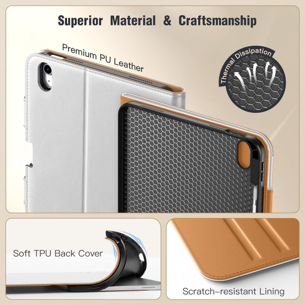 MoKo Apple iPad A16 Deri Folyo Klf (11 in)-White