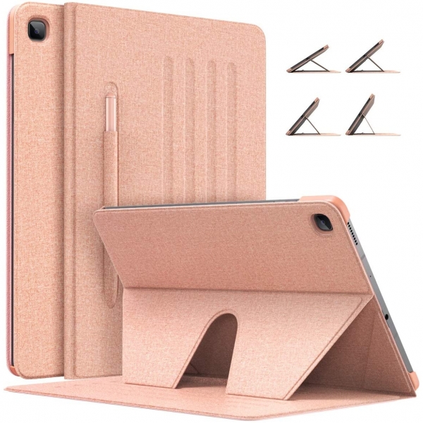 MoKo Galaxy Tab S6 Lite Kalem Blmeli Klf (10.4 in)-Rose Gold