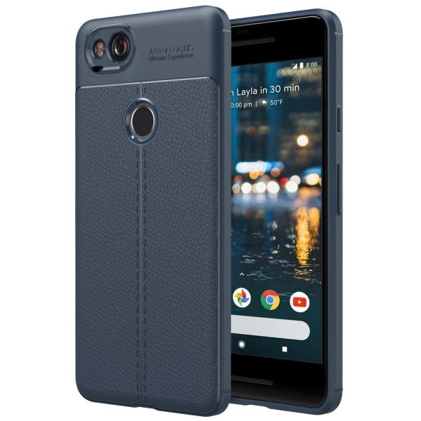 MoKo Google Pixel 2 Deri Bumper K�l�f-Navy