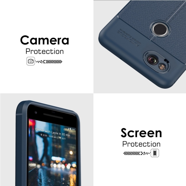 MoKo Google Pixel 2 Deri Bumper K�l�f-Navy