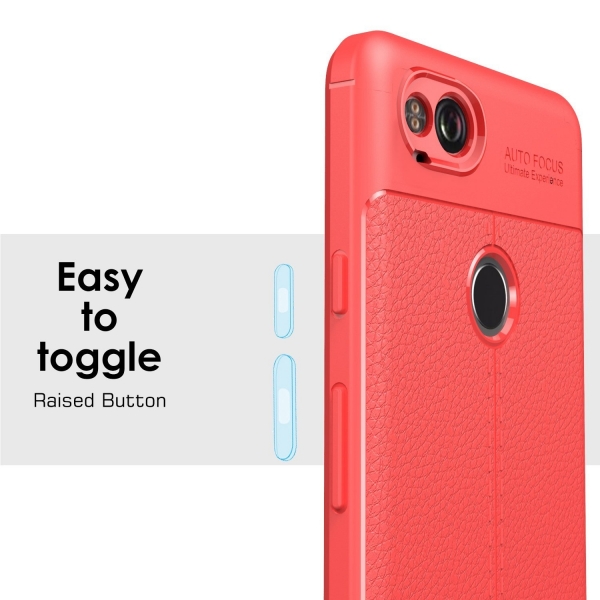 MoKo Google Pixel 2 Deri Bumper K�l�f-Red