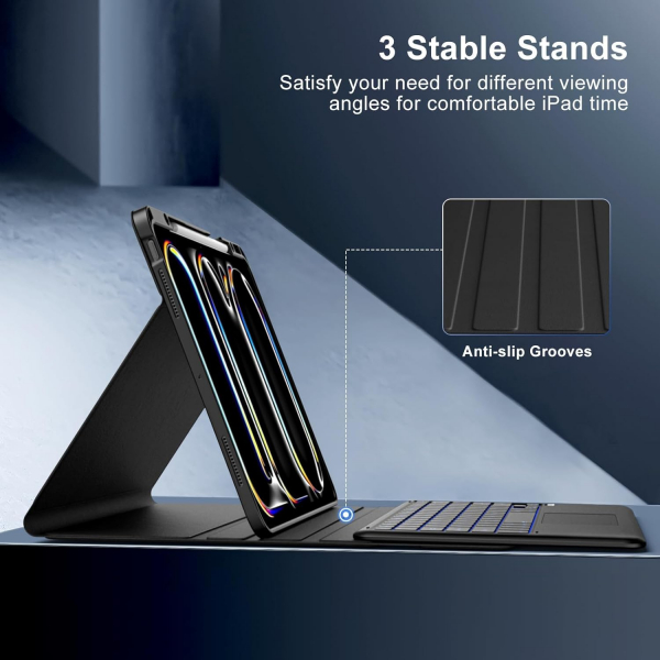 MoKo Apple iPad Pro M4 Klavyeli Klf (13 in)-Black 