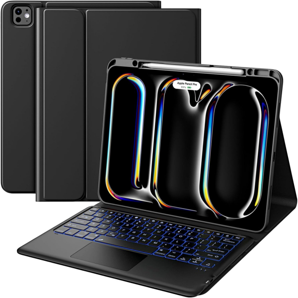 MoKo Apple iPad Pro M4 Klavyeli Klf (13 in)-Black 
